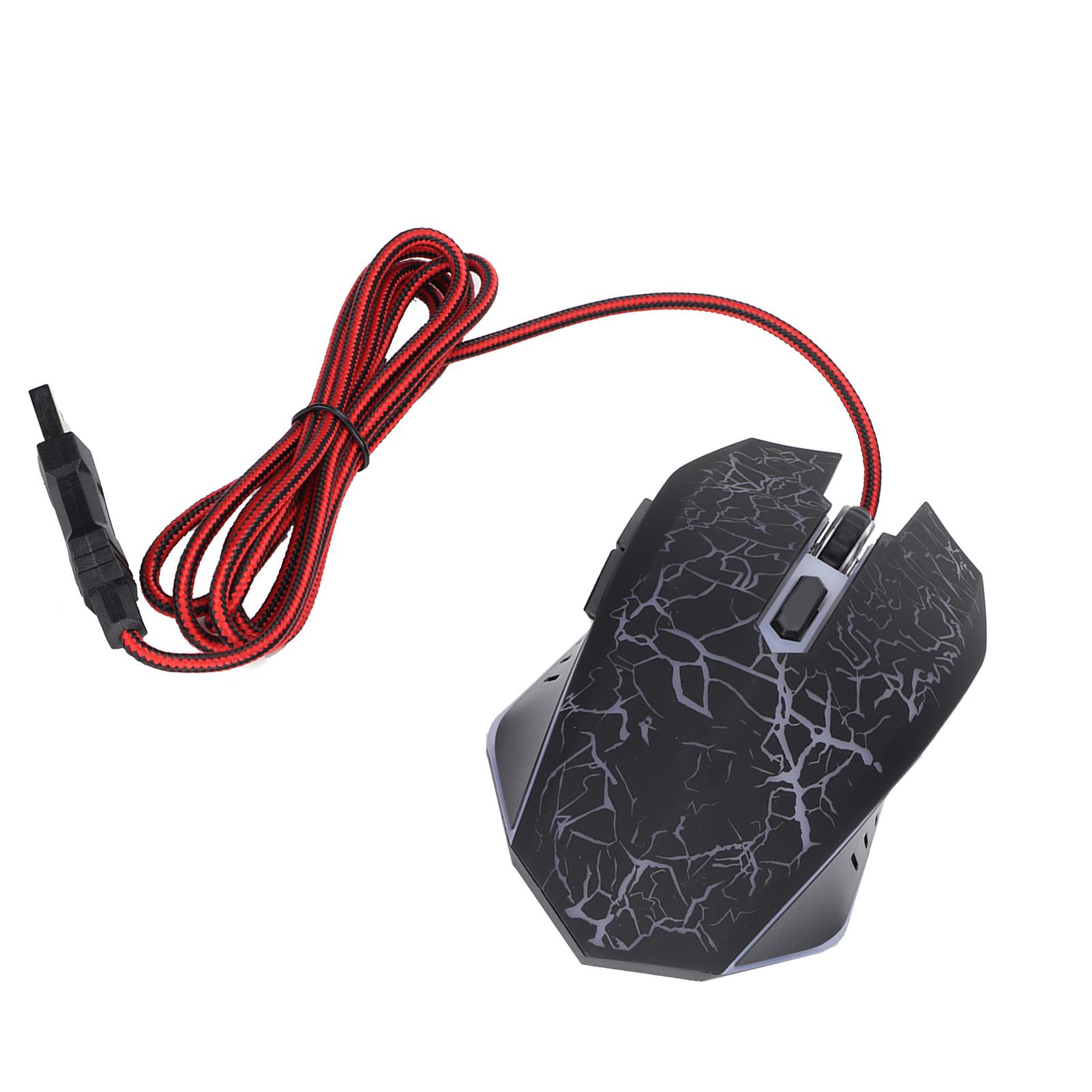 

Wired Mouse Black Crack USB Port Gaming Lighting Adjustable Computer Accessories