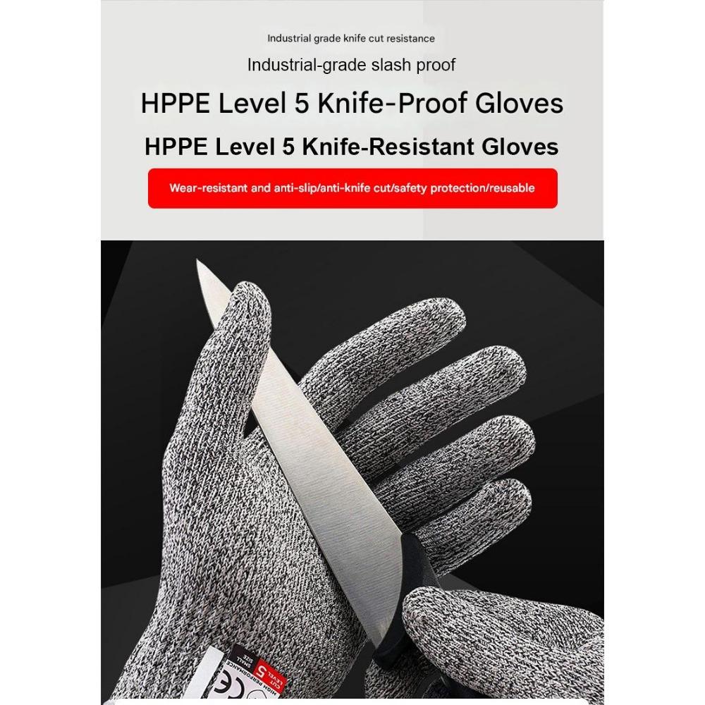 Schnittfeste Handschuhe, beiß- und stichfeste Arbeitsschutzhandschuhe der Stufe 5, HPPE-Industrieschutzhandschuhe gegen Schnitte und Kratzer