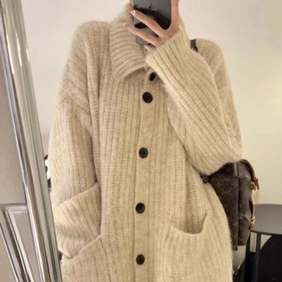 Autumn Winter Loose Cardigan Sweater Women Knitted Coats Fashion Female Long Sleeve Casual Knitwear Knit Cardigans Shirt Tops