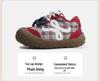 Kids' Cotton Spliced Upper Sports Shoes: Winter Plaid Walking Shoes with Double Shoelaces for Boys and Girls