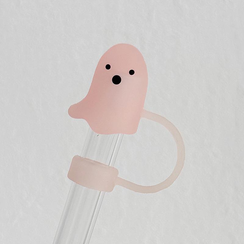Silicone Ghost Dust Cap for Stanley Halloween Theme Dust-Proof Straw Protector Reusable Straw Cover Water Cup Tumbler Accessory