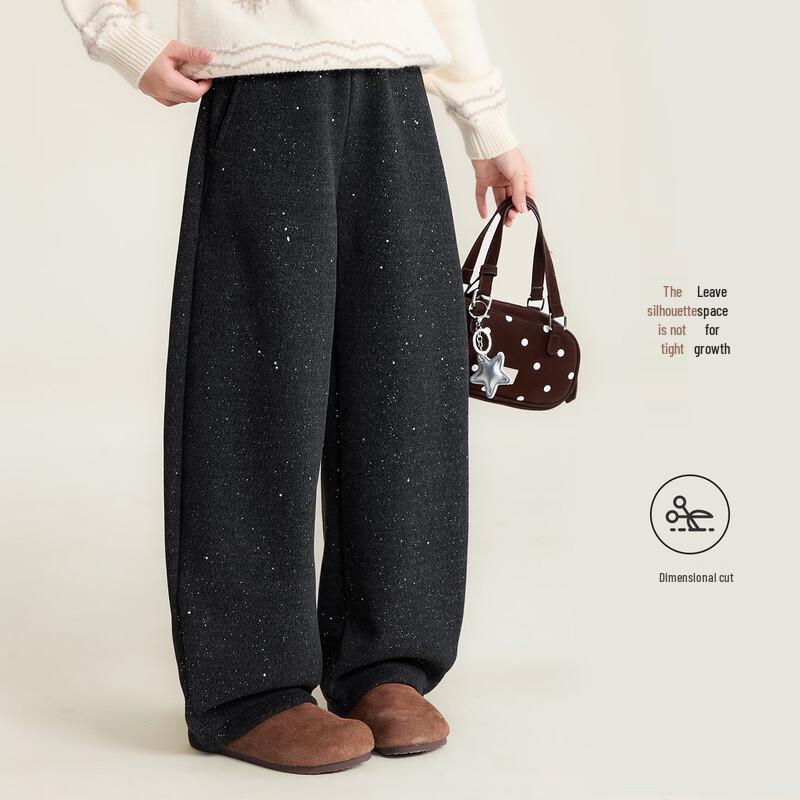 Girls' Fleece-Lined Winter Casual Curved Pants