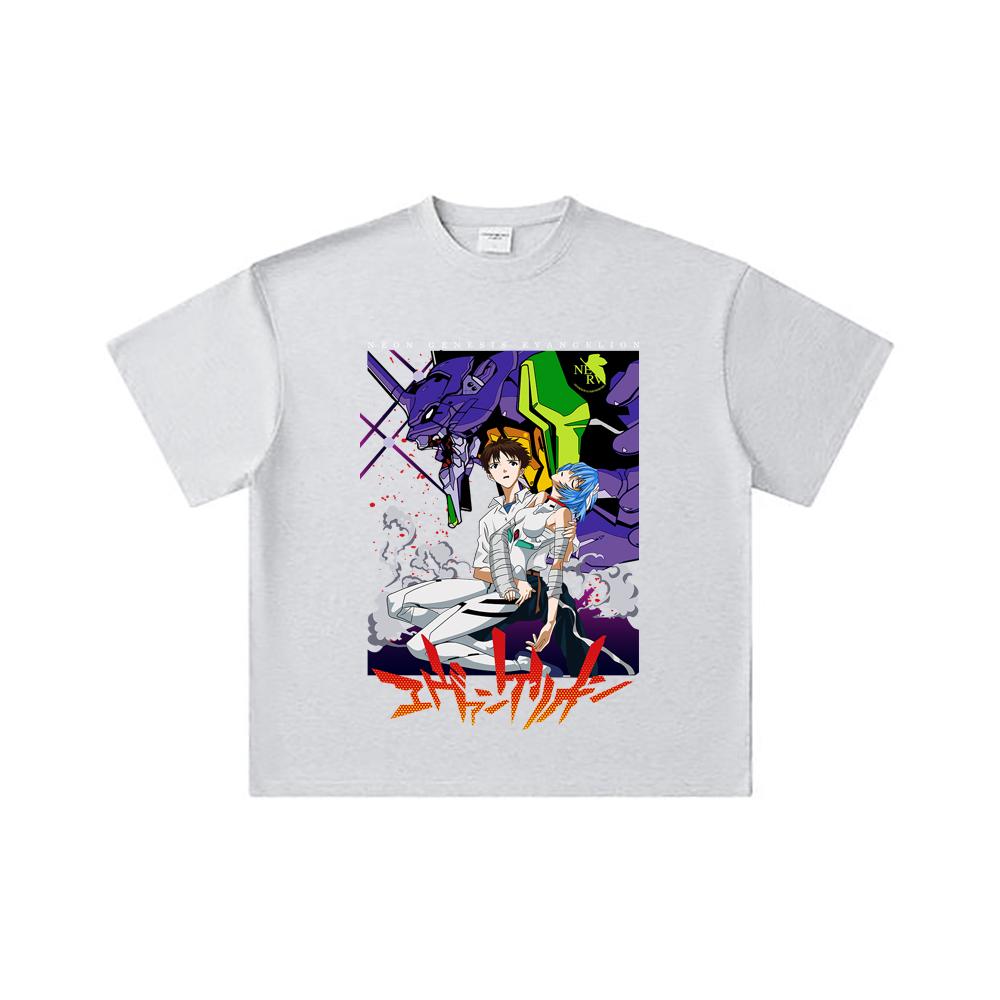 260 GSM Double Yarn 32 Count 100% Cotton Evangelion V1 Print Unisex Heavy Cotton T Shirt