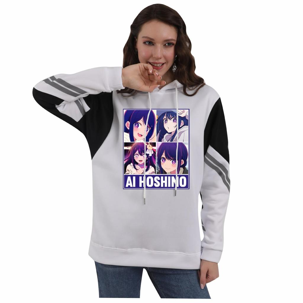 Oshi no Ko My Starry-Eyed Child Unisex Autumn/Winter Color Block Hoodie with Velvet
