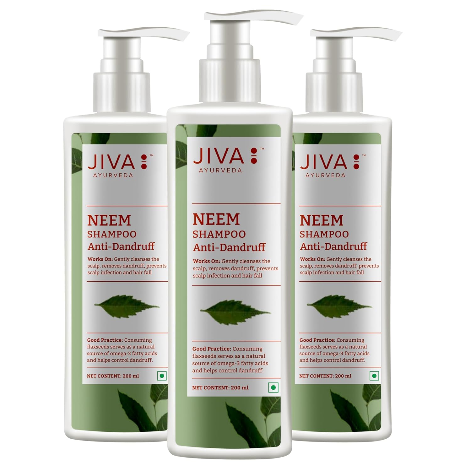 Jiva Neem Shampoo 200ml Pack Of 3 | Natural Hair Cleanser | Nourishes Scalp, Removes Impurities, Controls Dandruff
