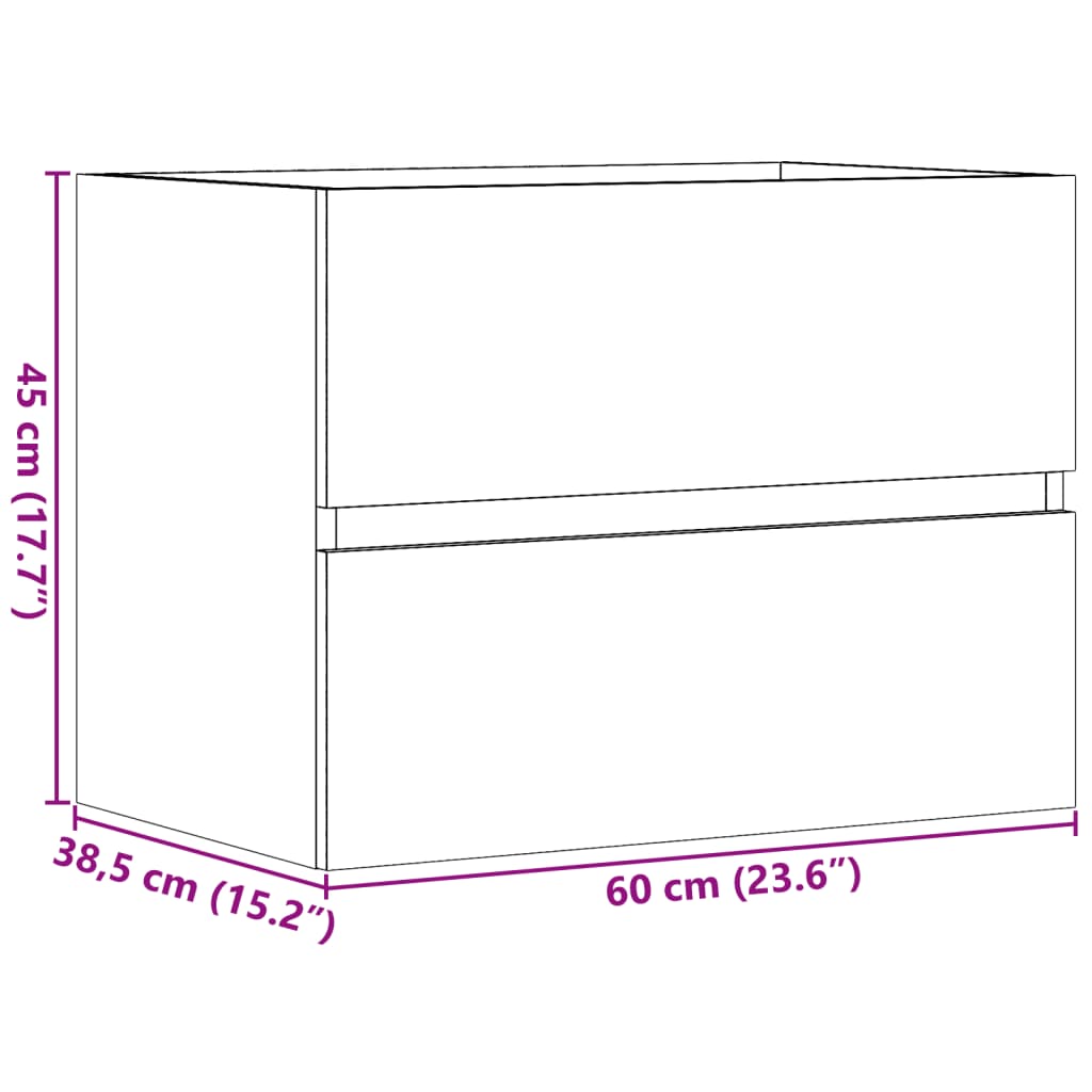 Bathroom Cabinet with Vintage Wood Effect 60 X 38.5 X 45 Cm Particleboard