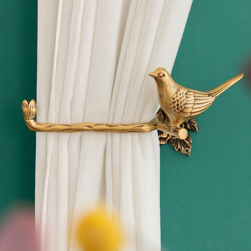Antique Brass Wall Hanging Fixed Curtain Hook Bathroom Towel Towel Shelf Brass Gold Bird Wall Hanging Living Room Decoration New