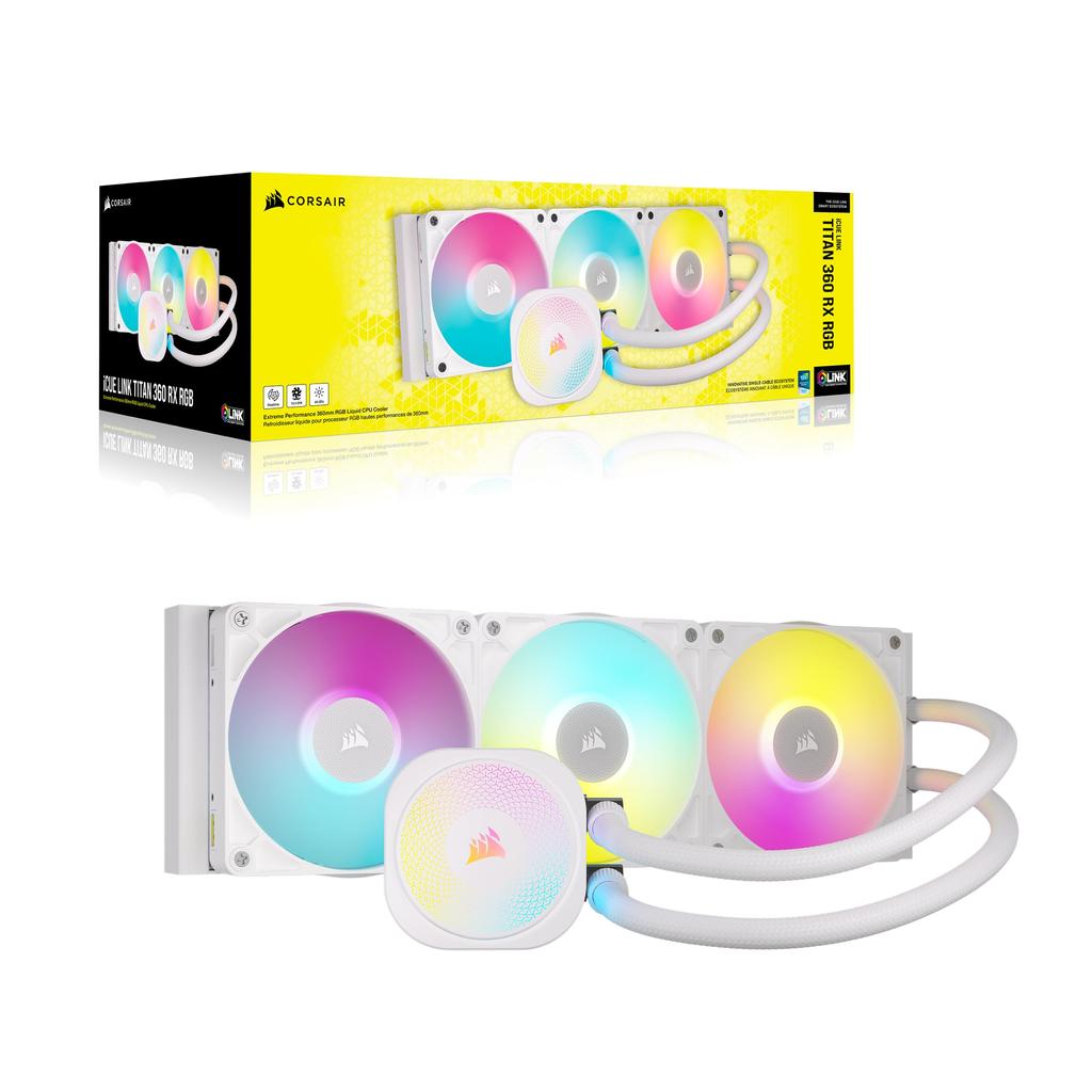thumbnail image 2 of CORSAIR ICUE Link RX120 RGB 120mm PWM Fan 3-Pack (White) - With Magnetic Dome Bearing & System Hub 2 of 12