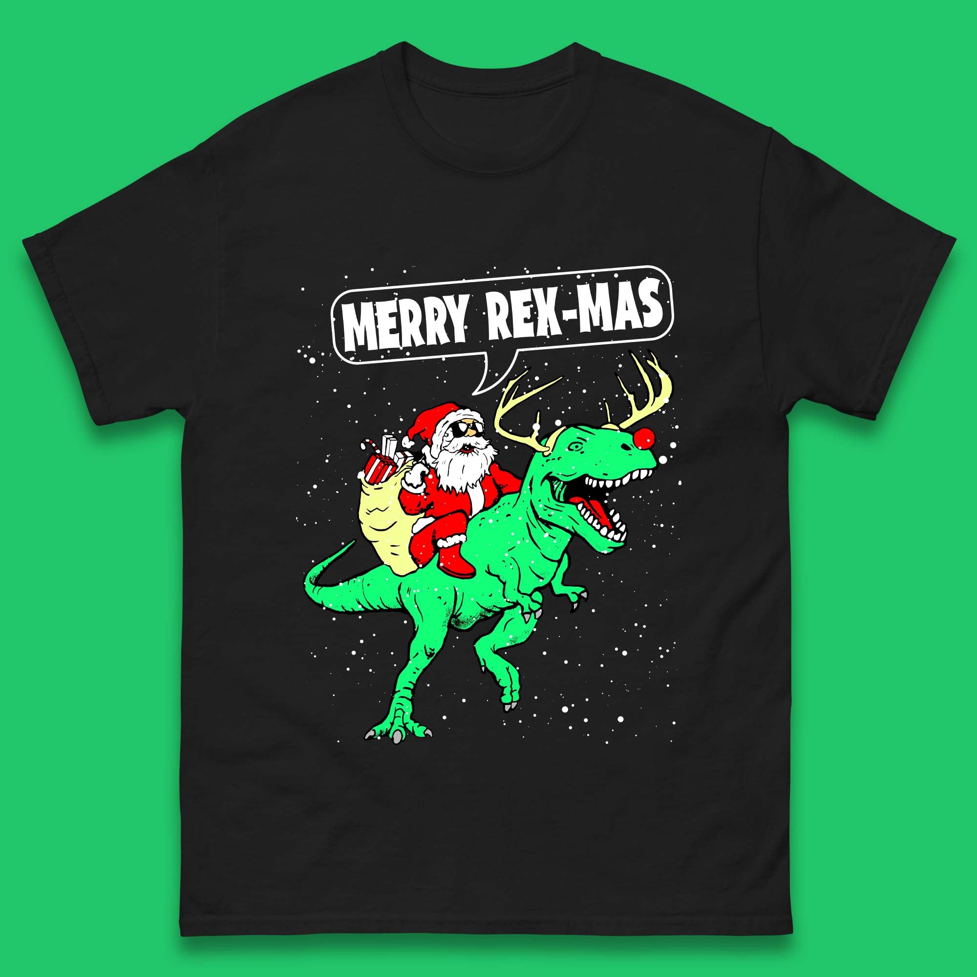 Merry Rex-Mas Christmas Mens T-Shirt Womens Tops Tees XL