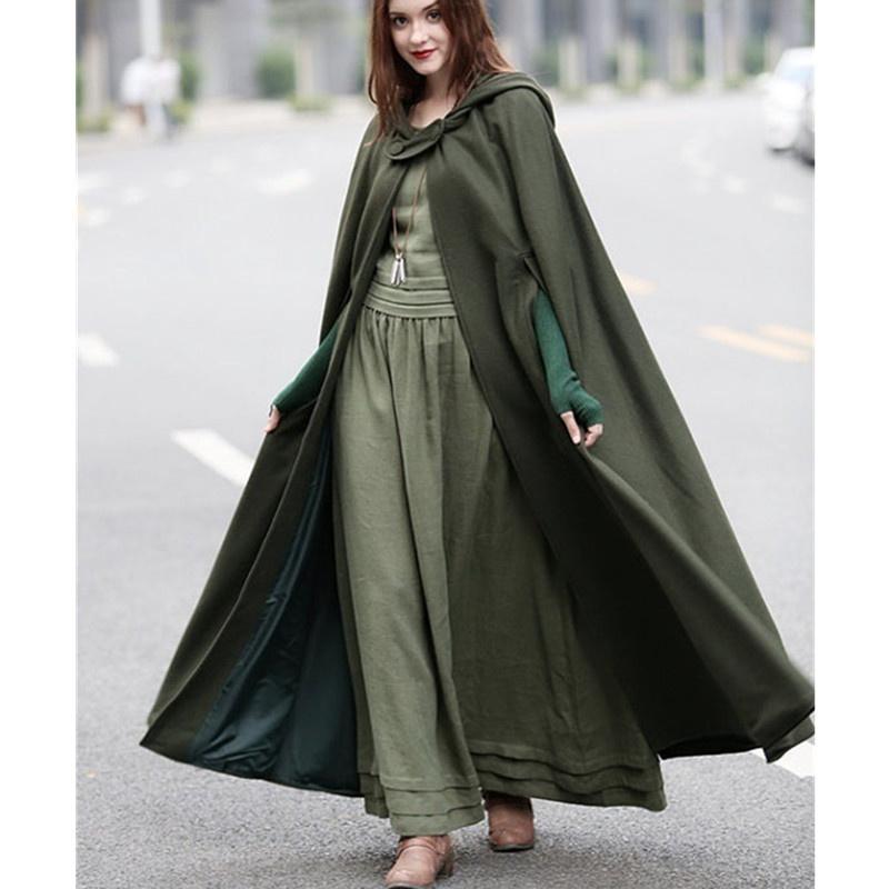 Halloween Costumes for Adult Women Medieval Cosplay Retro Lace Long Cloak with Hat Party Renaissance Noble Woman Costume