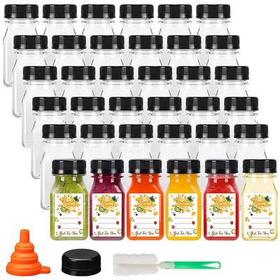 4Pcs 120Ml Clear Drink Containers Plastic Reusable Empty Juice Bottles With Black Tamper Proof Lids For Juice, Milk, Coffee