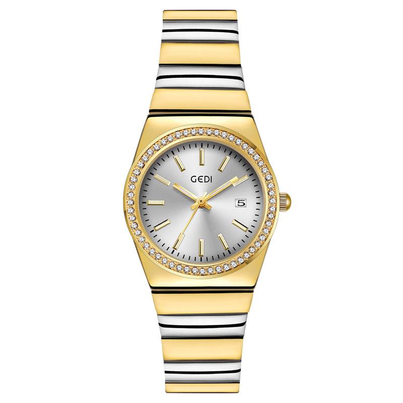 Niche High-End Calendar Watch Women S Light Luxury Diamond-Encrusted Waterproof Bamboo Belt Quartz Watch