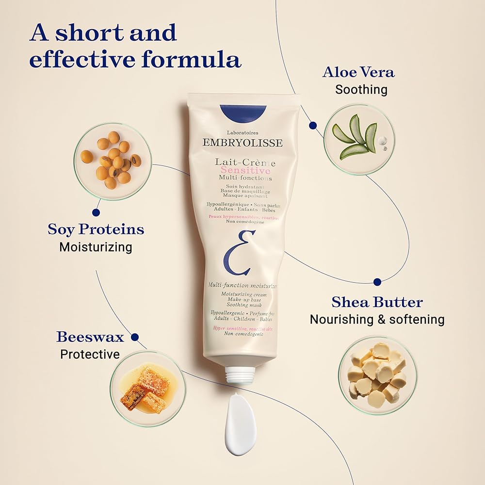 Embryolisse Moisturizing Cream Sensitive 100ml Fragrance-Free Hydrating Skincare for Sensitive Skin
