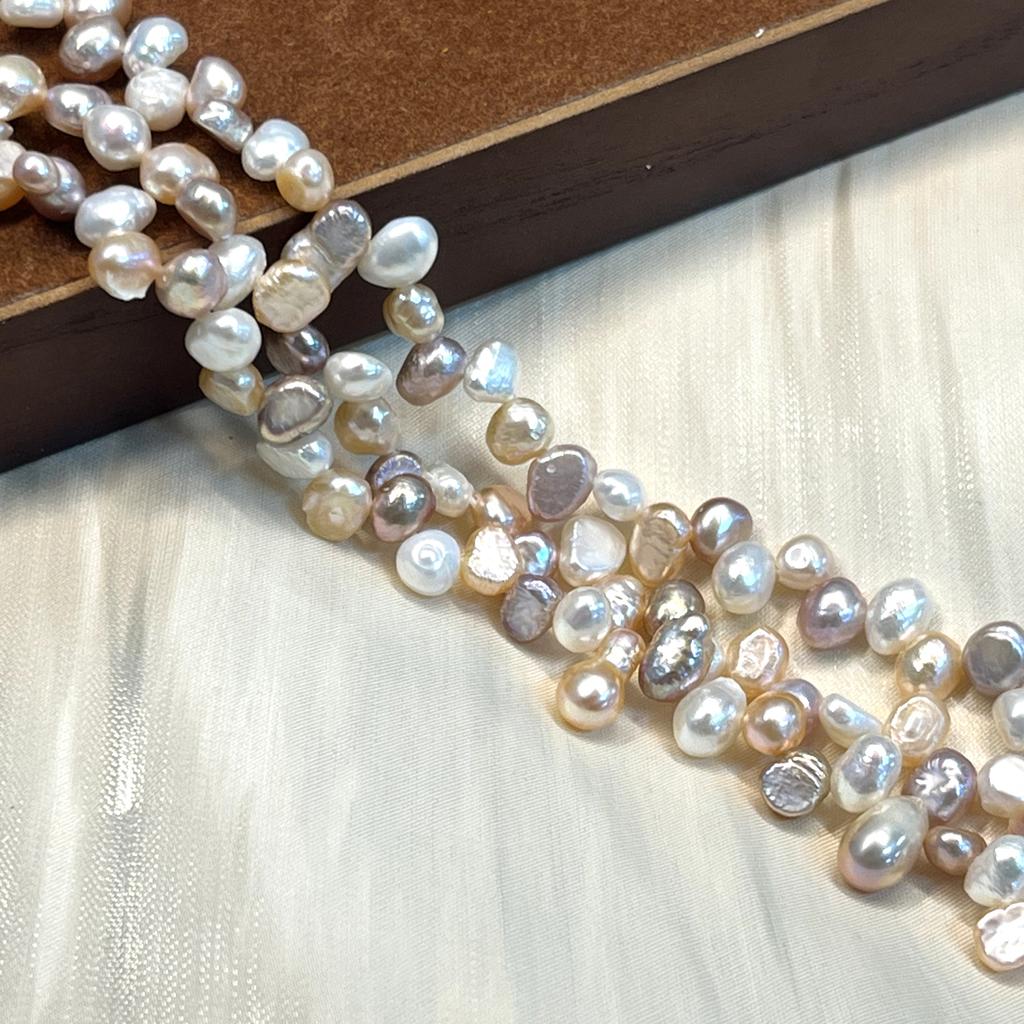 1String, Multicolor Natural Freshwater Pearls, Handmade Baroque Pearl Beads for Jewelry Making DIY Crafts (Beads 5-6mm, Length 36cm)