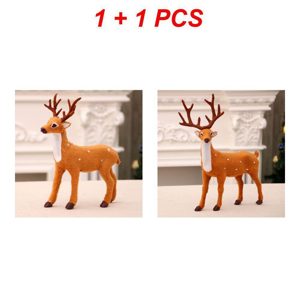 1/2/3pcs Simulation Sika Deer Ornaments Plush Toys Christmas Reindeer Figurine Decor Dolls Animal Model Christmas Ornaments Gift
