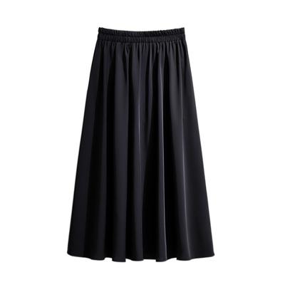 Ladies Summer Plus Size Midi Skirt For Women Large Loose A-line Black Ruffle Pleated Skirts