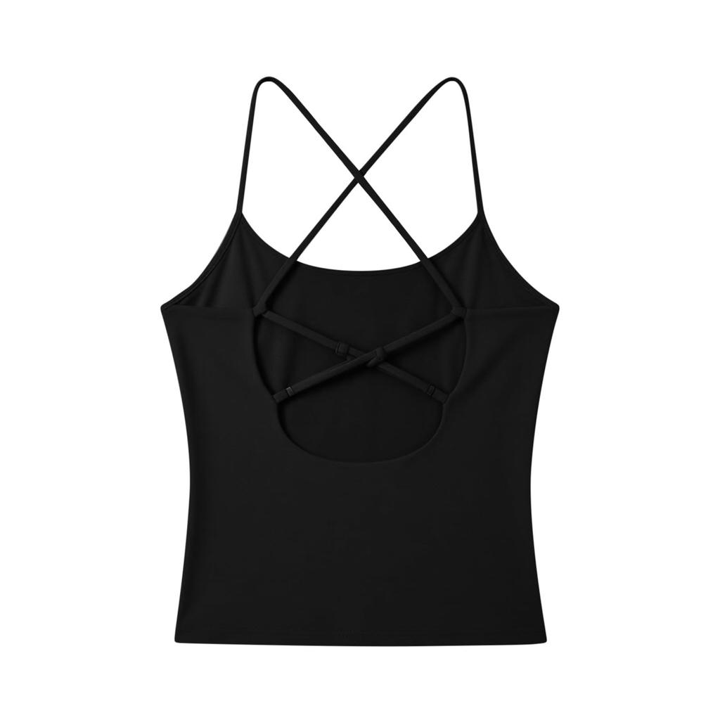 Women's Cross Back Tank Top V Neck Sleeveless Backless Slim Fit Stretchy Casual Summer Vest Shirt