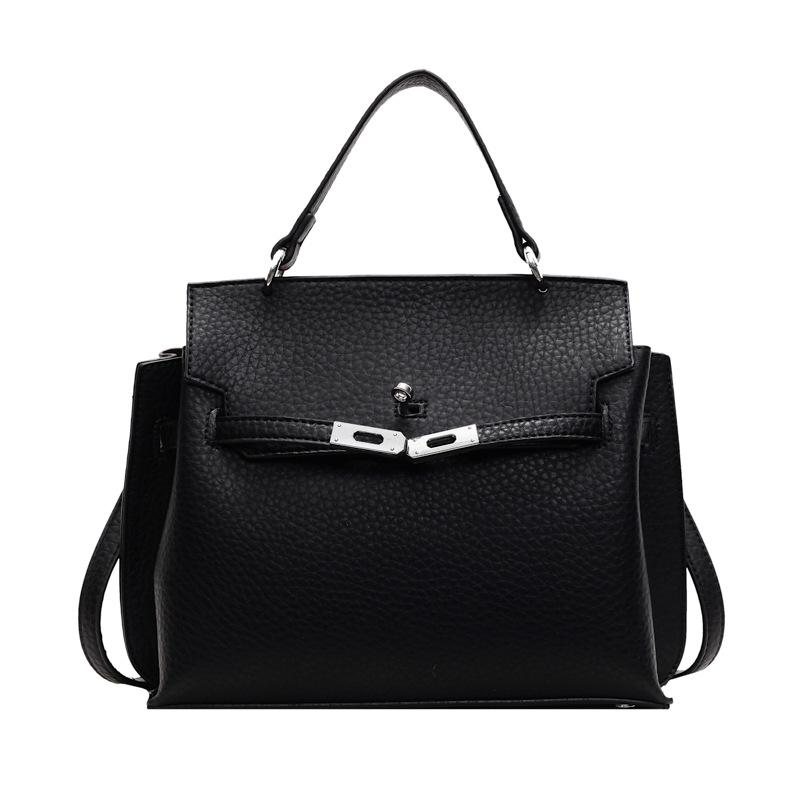 2025 new fashionable and simple commuter portable platinum bag women's temperament versatile lychee pattern texture messenger bag