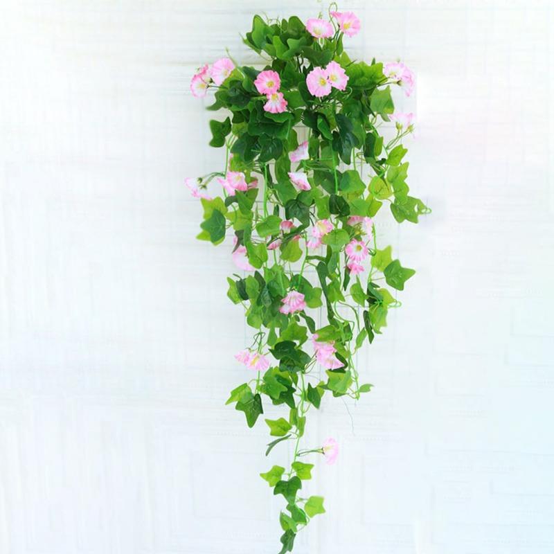 1 db művirág szimuláció rattan hamis növényi falra akasztható Morning Glory virág esküvői dekoráció