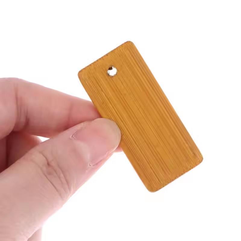 10Pcs Natural Wood Blanks Bamboo Tags For Keychain Rings Engraving Blanks Unfinished Tags Key Ring Tag