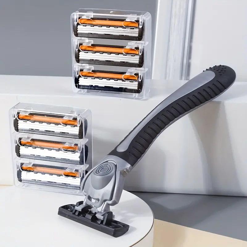 Three-Layer Replaceable Manual Razor Blades - Stainless Steel, Portable Design
