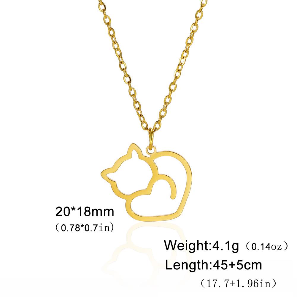 Lucktune Cute Cat Love Pendant Necklace Stainless Steel Animal Chain Necklace for Women Couple New Trendy  Jewelry Gift