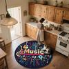 Musik Gitarre Runder Teppich, Teppich für Wohnzimmer Schlafzimmer Sofa Spielzimmer Dekor, Rutschfeste Bodenmatte