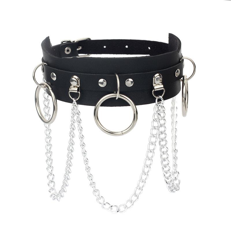 Black Punk Heart Leather Choker, Harajuku Dark Heart Clavicle Neck Band