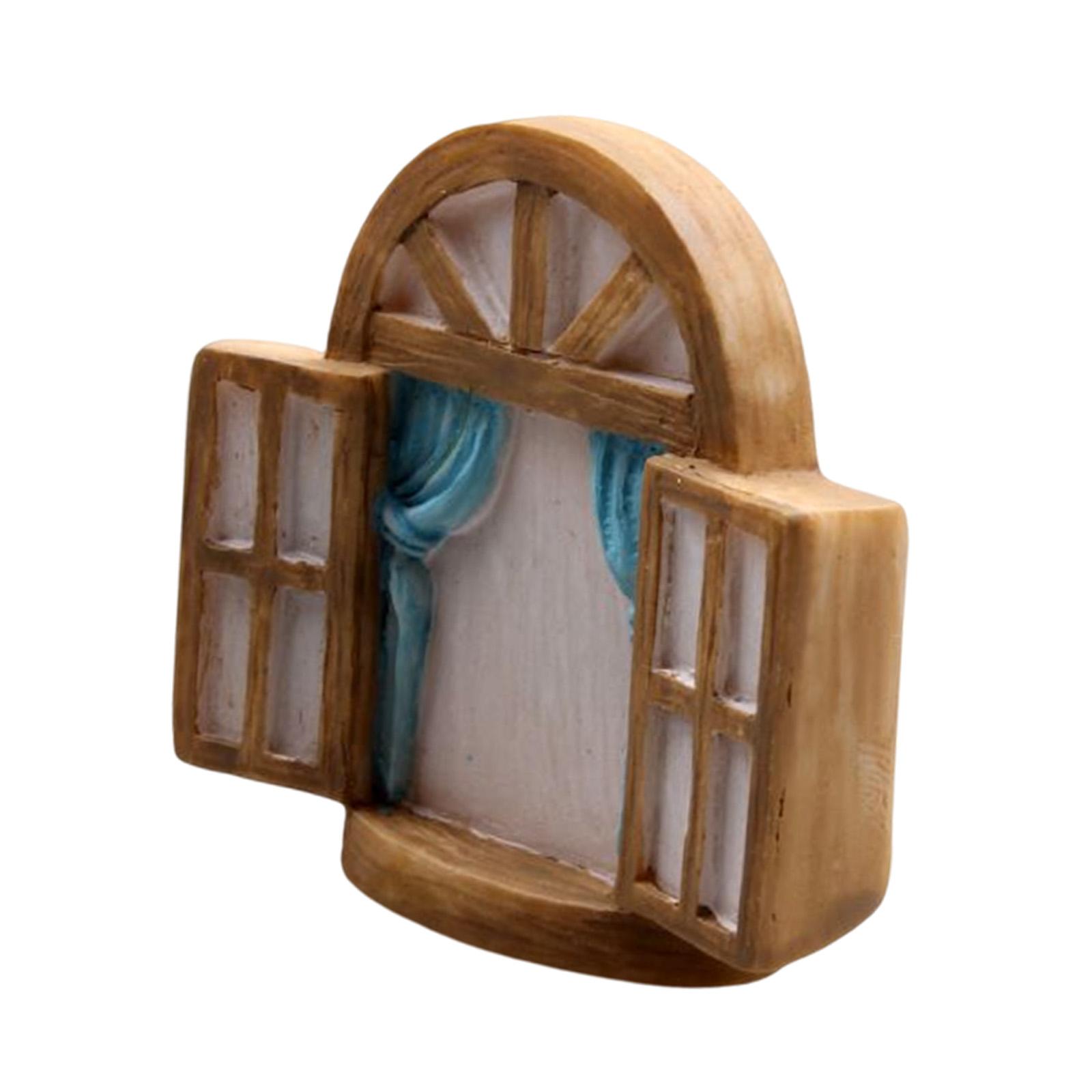 Fairy Window Fairy Garden Window Handpainted Sculpture Figurines Resin Crafts for Fairy Garden Outdoor Fence Trees Accessories