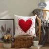 1pc Red Heart-Shaped Petal Pattern Plush Throw Pillow Cover | 2D Flat Printing, Single-Sided, 18x18 inch, Suitable for Sofa and Living Room Decor