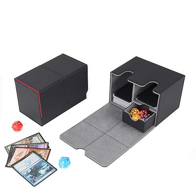 2-Slot PTCG Card Deck Box, Drawer Type Card Case for Pokemon, PU Leather Dual Compartment Deck Holder for Trading Cards