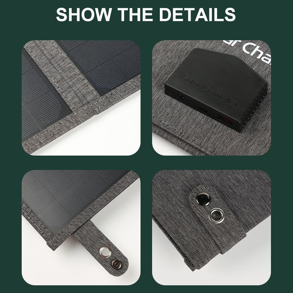 30W Foldable Solar Panel DC+USB+Type-C Outputs Portable Charger for Outdoor Camping Hiking
