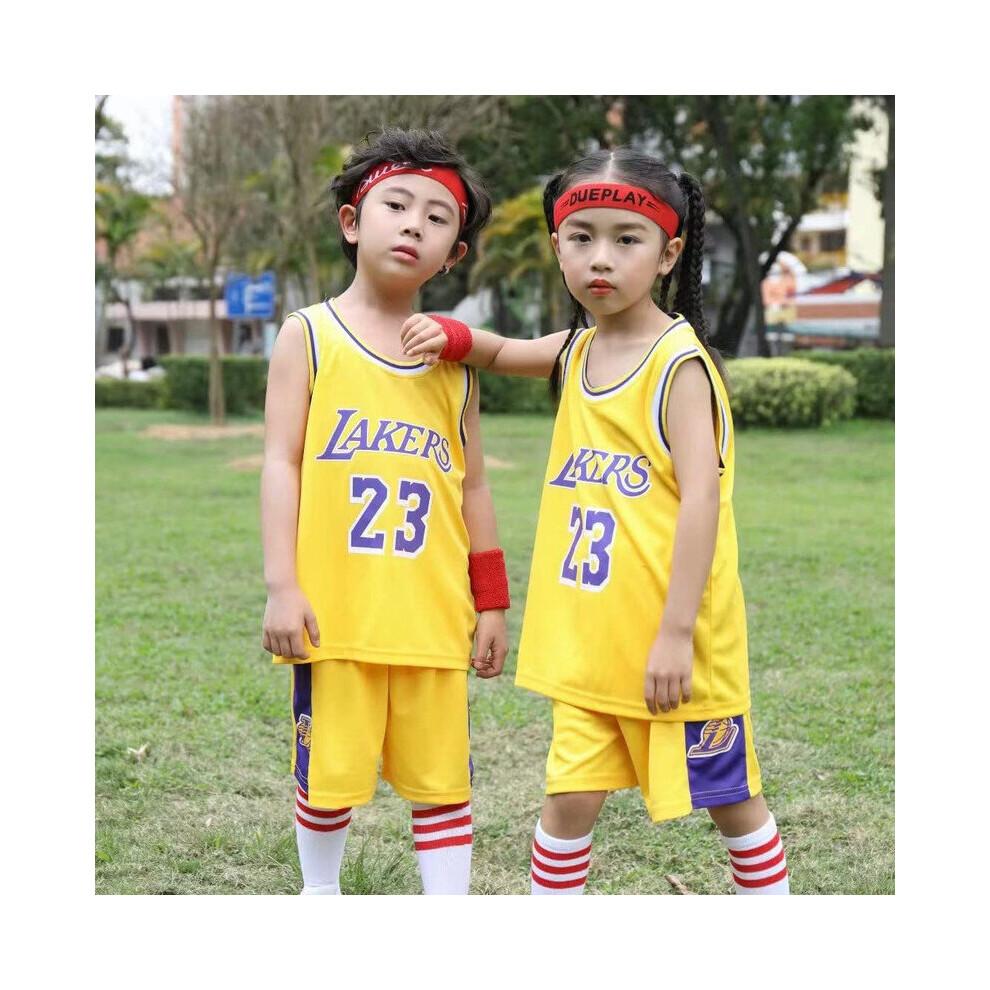 James Jersey No. 23 Lakers Children's Basketball Uniform Set