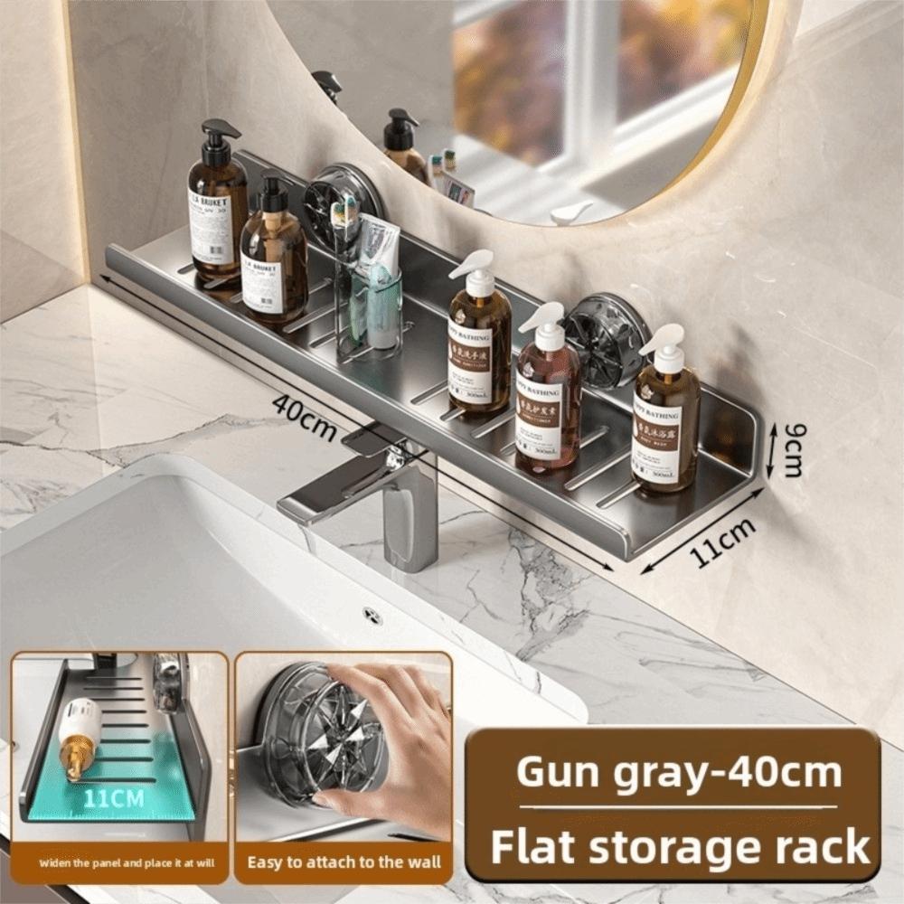 Wall Mounted Suction Cup Storage Shelf Waterproof Washbasin Countertop Shelves  Makeup