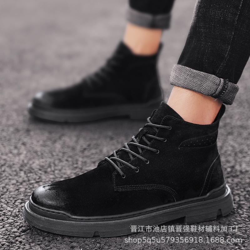 Зимние бархатные и хлопковые повседневные кожаные туфли мужские новые модные туфли модные универсальные ботинки Мартин 44 5196₽