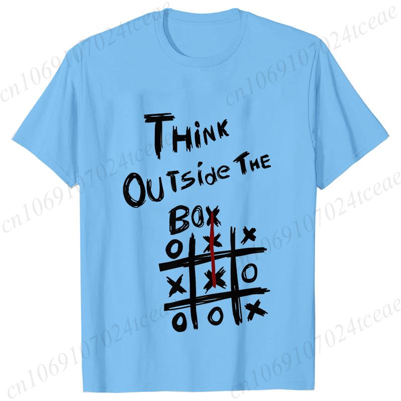 Retro Men's T-Shirt Think Outside The Box Print Short Sleeve T-Shirt Summer Casual Tees Top Loose Oversized T-Shirt for Men
