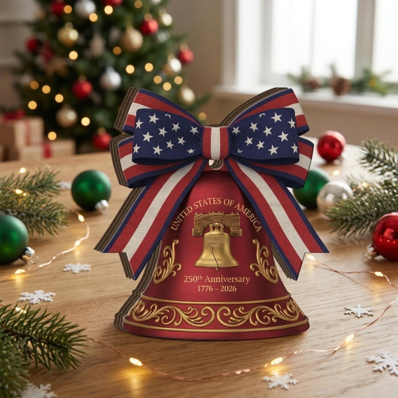 

250th Anniversary Bell Ornament United States of America Desktop Decoration Commemorative Sculpture 1776 to 2026 Freedom Display One Size
