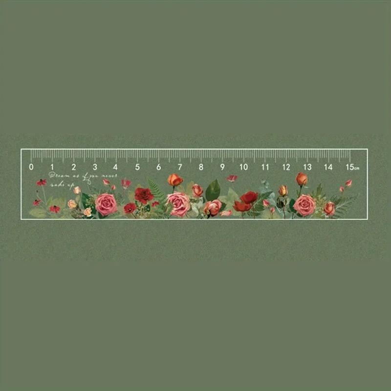 15cm Per Piece Transparent Acrylic Ruler Plant and Flower Ruler Student Measurement Tools Office Drawing Supplies