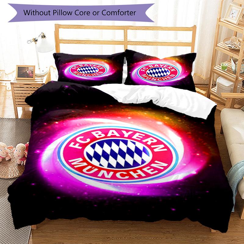 FC Bayern München Muster Bettwäsche-Set – enthält 1 Bettbezug und 2 passende Kissenbezüge Schlafzimmerdekoration Weihnachtsgeschenke 180cm*210cm