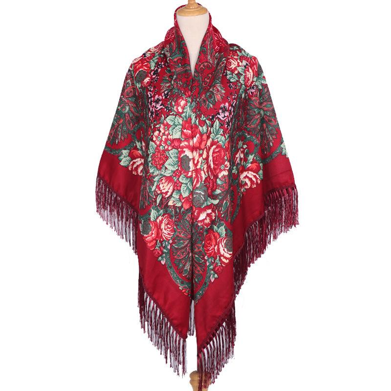 Women's Plus Size Retro Print Shawl Scarf - Large Square Evening Dress Wrap