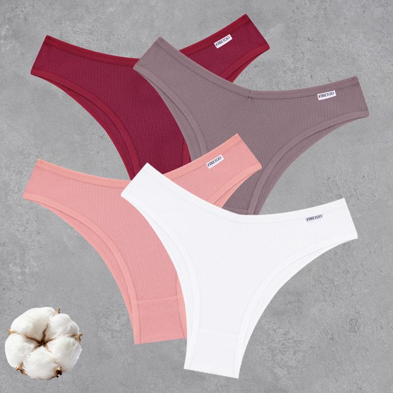 4PCS Seamless Cotton Bikini Panties For Women Sexy Low Waist Breathable Brazilian Pants Female Soft Intimate Lingerie