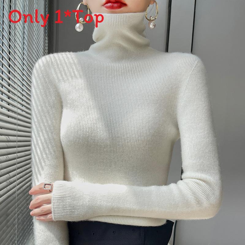 Korean Style Turtleneck Knit Sweater For Women With Ribbed Design For Casual Wear