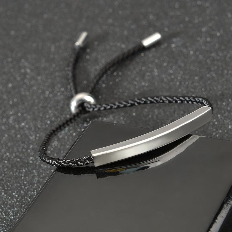 

Корейский стиль Гравированный браслет из нержавеющей стали с веревочным плетением - Модный регулируемый нишевый дизайн для пар