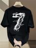 Heavyweight Pure Trendy Print Short-Sleeve T-Shirt for Men, Casual Sports Outdoor Loose-Fitting Versatile Breathable Top