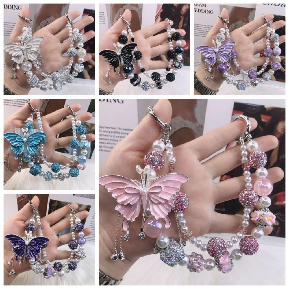 Glitter Rhinestone Phone Chain Double Layer Beaded Cell Phone Lanyard  Mobile Phone Pendant