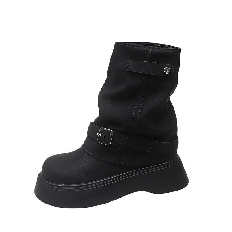 [Youshilai] Grube, podwyższające kozaki spodnie damskie jesień i zima 2025 nowe wszechstronne okrycie wierzchnie temperament wróżka krótkie kozaki trend