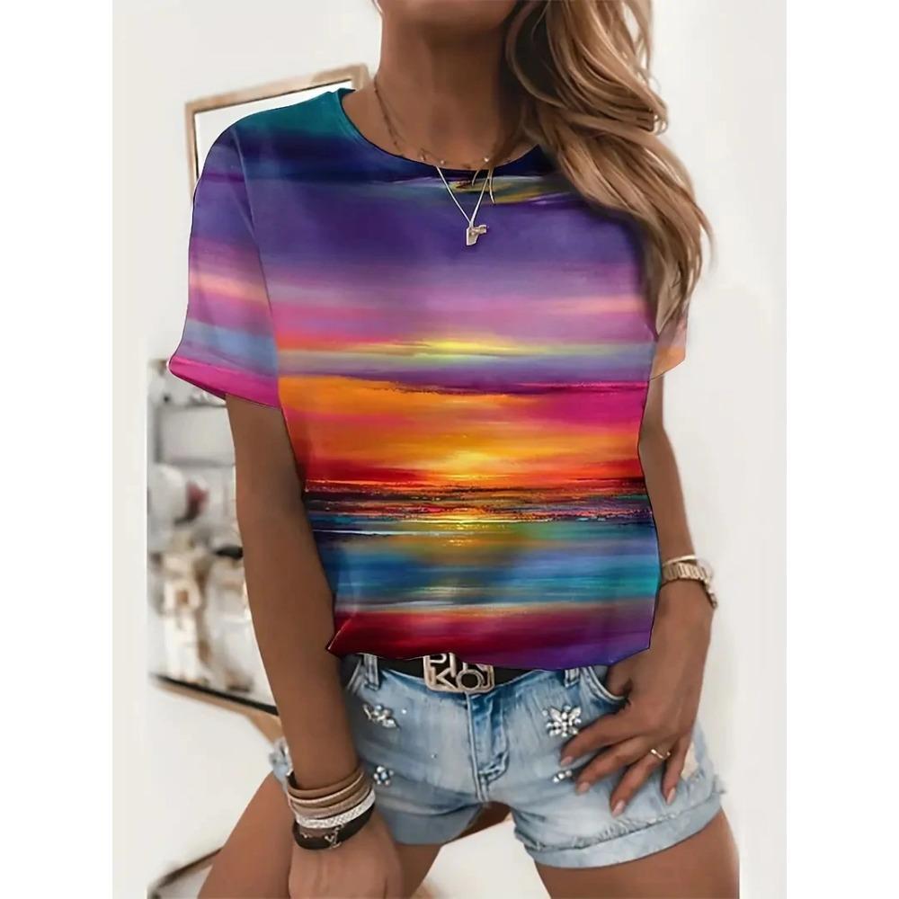 Wholesale Cheap Clothes Shirts & Blouses Summer 2025 Women's Clothing Sales Short Sleeve Camisetas 3D Print Cartoon T-shirts