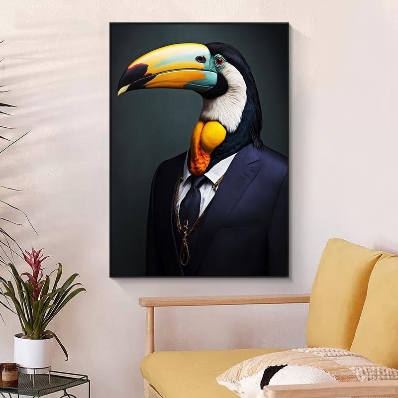 Mode Business Anzug Tiere Eule Affe Elefant Porträt Leinwand Malerei Poster Druck Wand Kunst Für Wohnzimmer Wohnkultur