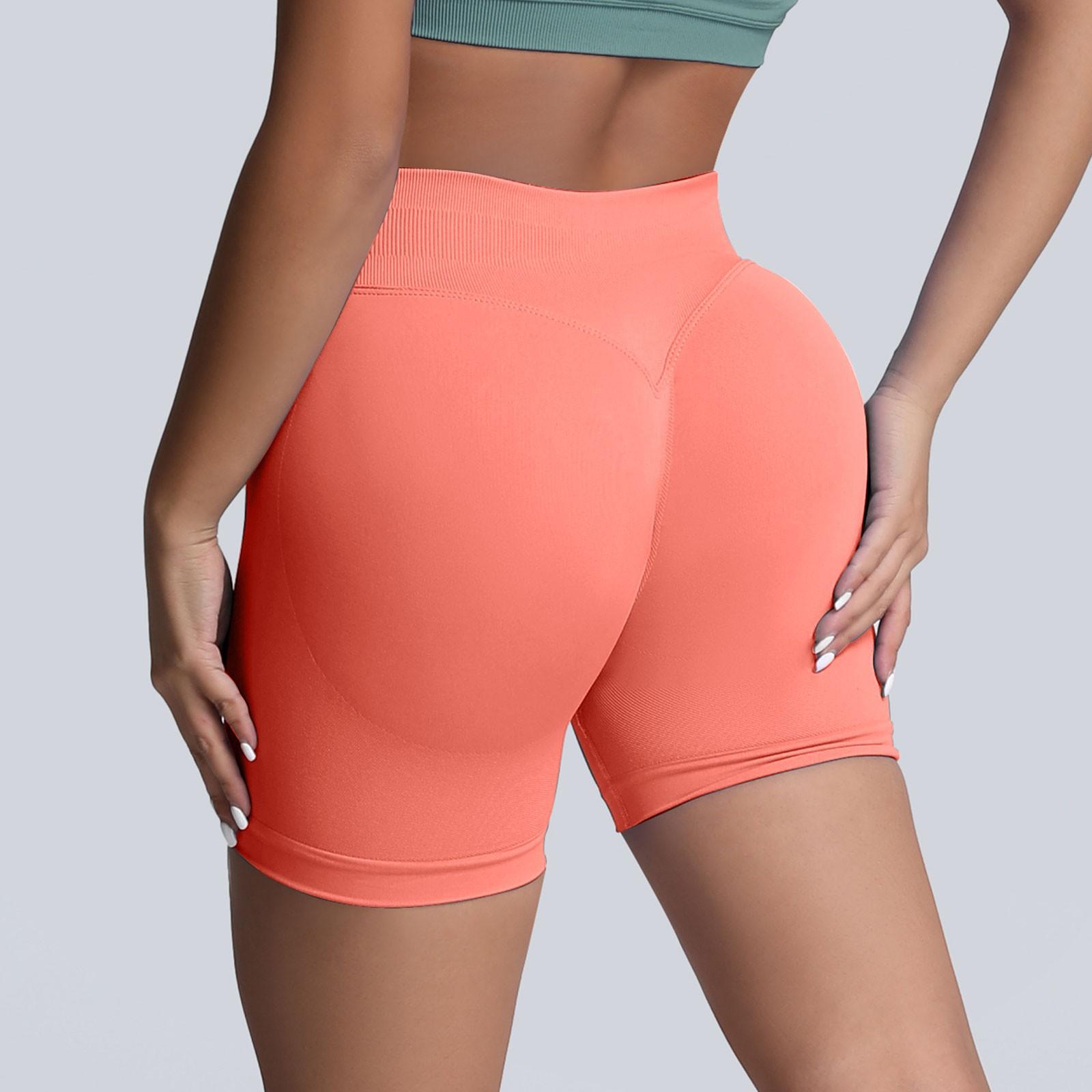 

Женские однотонные шорты для йоги, бесшовные, для фитнеса, подъема бедер, бега, йоги, спортивные шорты с тремя точками S