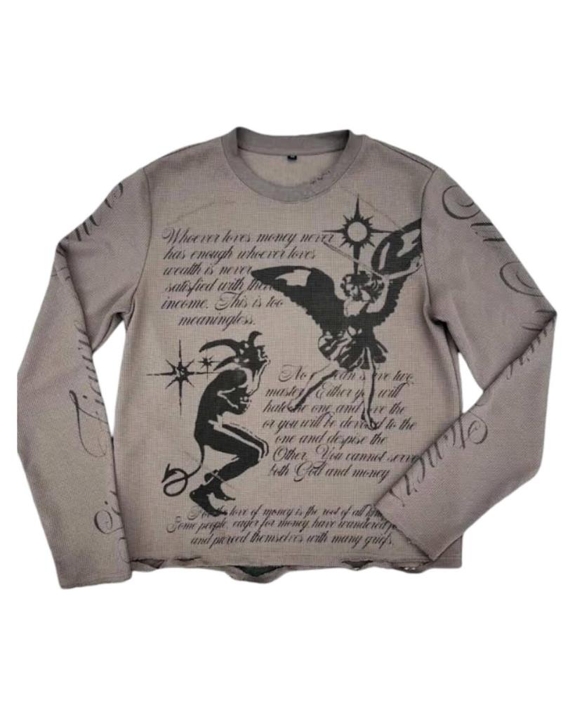 Unisex Gothic Y2K Skull Print Retro Pullover